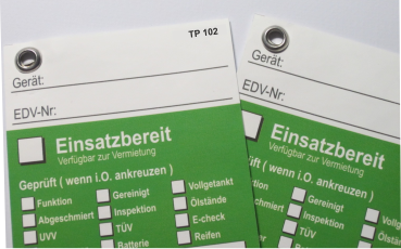 Reiß und Wasserfestes Papier als Einsatzanhänger